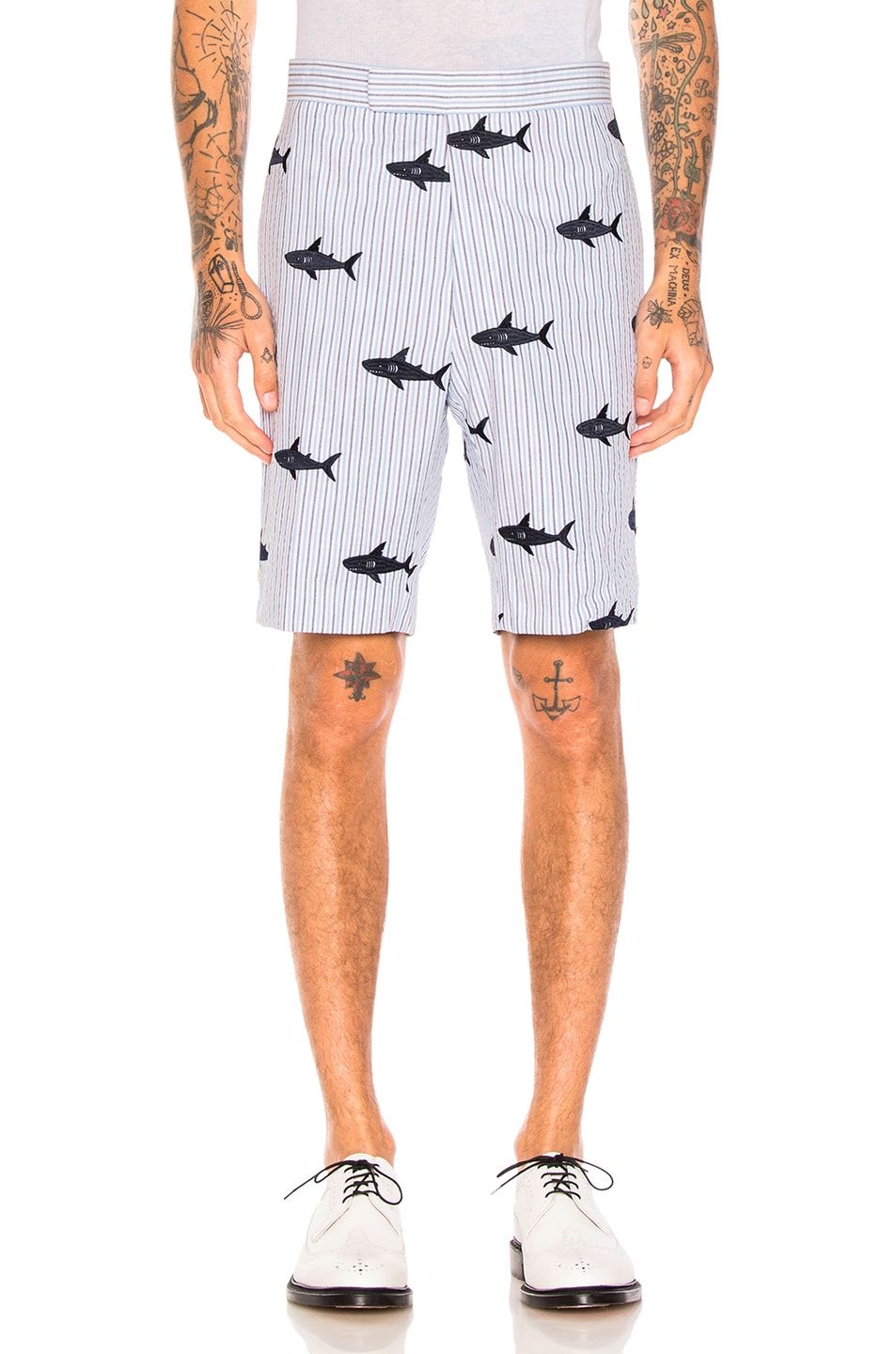 Image 1 of Thom Browne Shark Embroidery Shorts in Blue