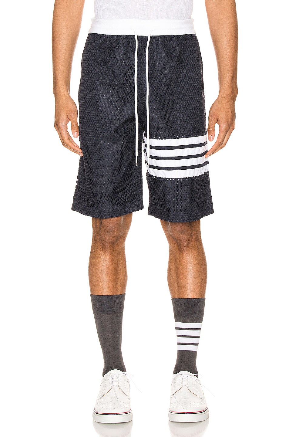 Image 1 of Thom Browne Track Shorts in Navy