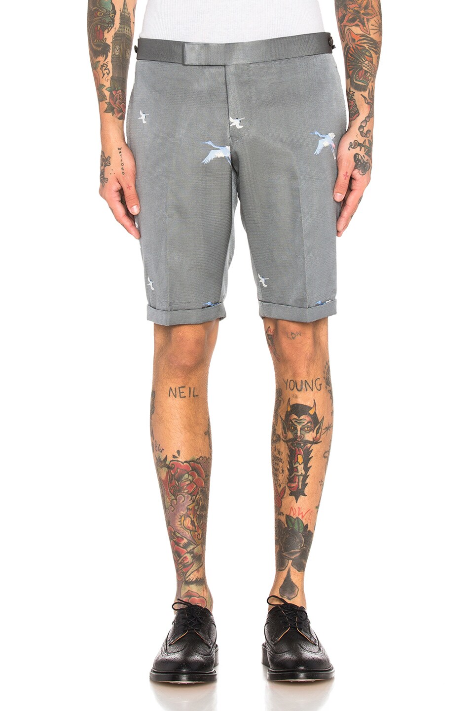 Image 1 of Thom Browne Crane Ottoman Shorts in Light Grey