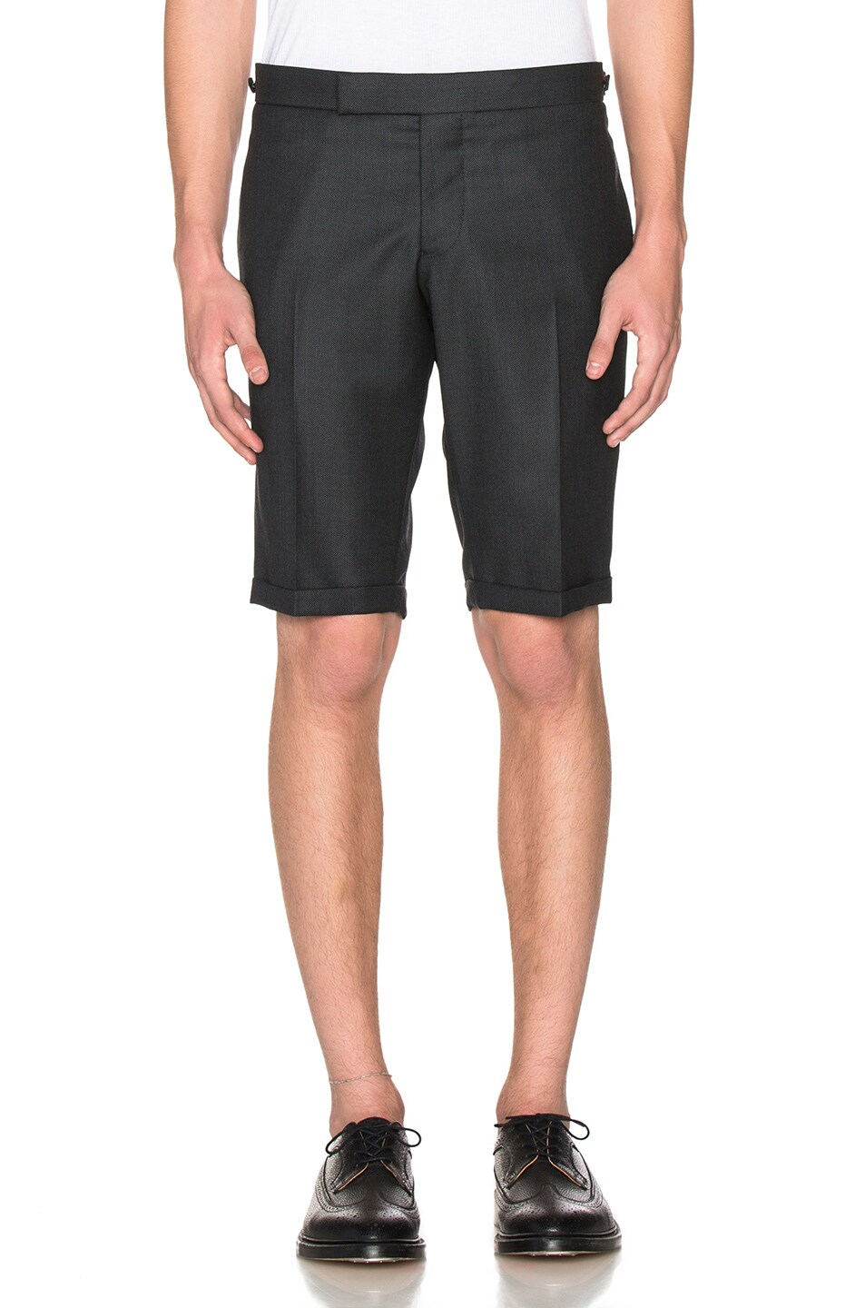 Image 1 of Thom Browne Birdseye Suiting Shorts in Charcoal