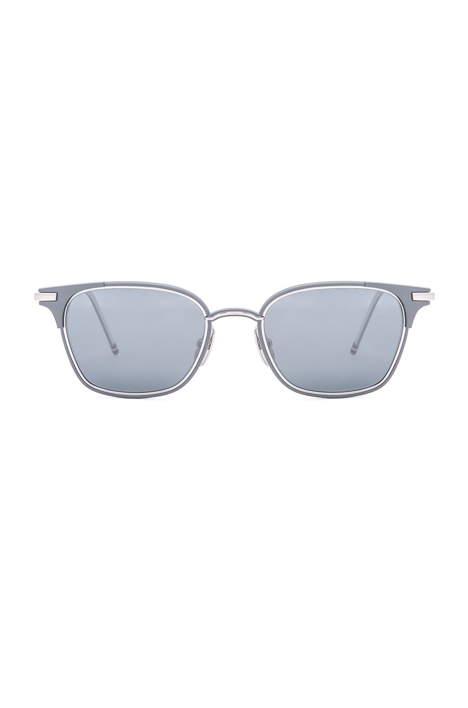 Image 1 of Thom Browne Square Frame Sunglasses in Matte Grey & Silver