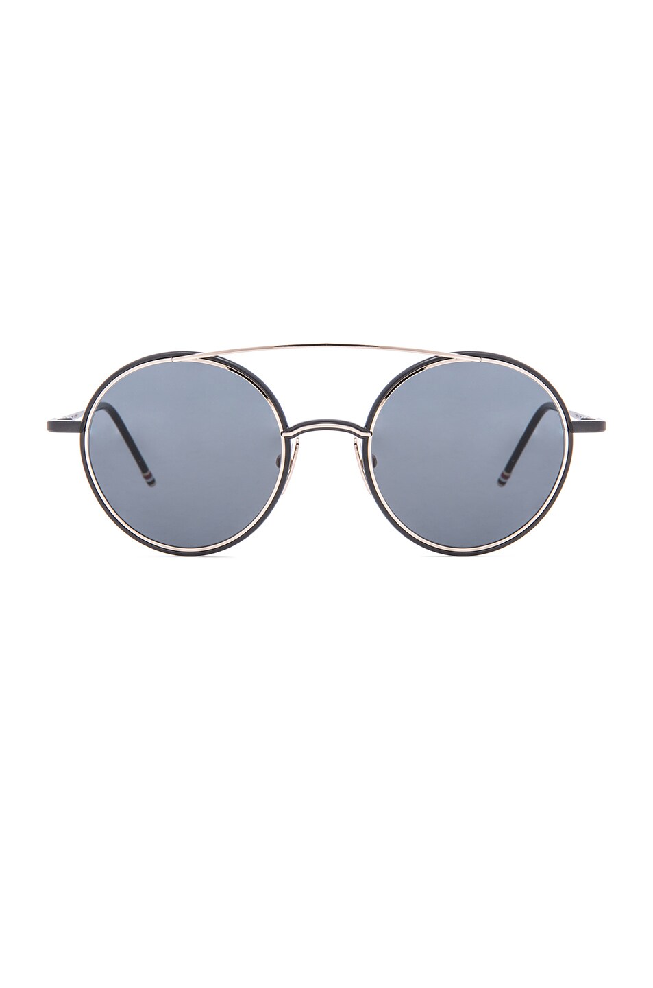 Image 1 of Thom Browne Round Metal Frame Sunglasses in Black & Gold