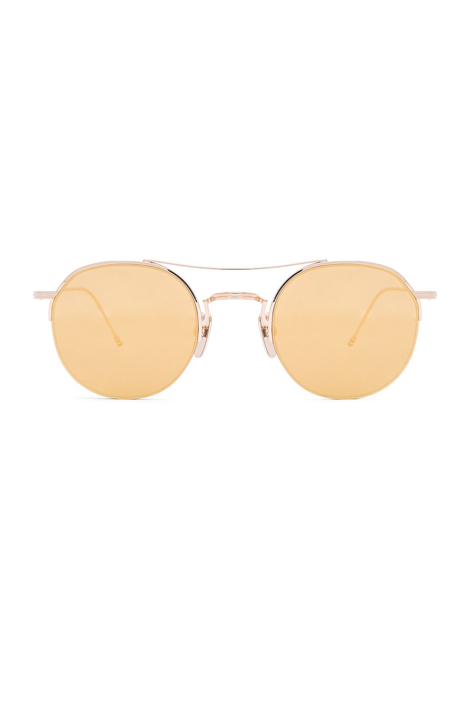Image 1 of Thom Browne Round Brow Bar Sunglasses in Gold Mirror