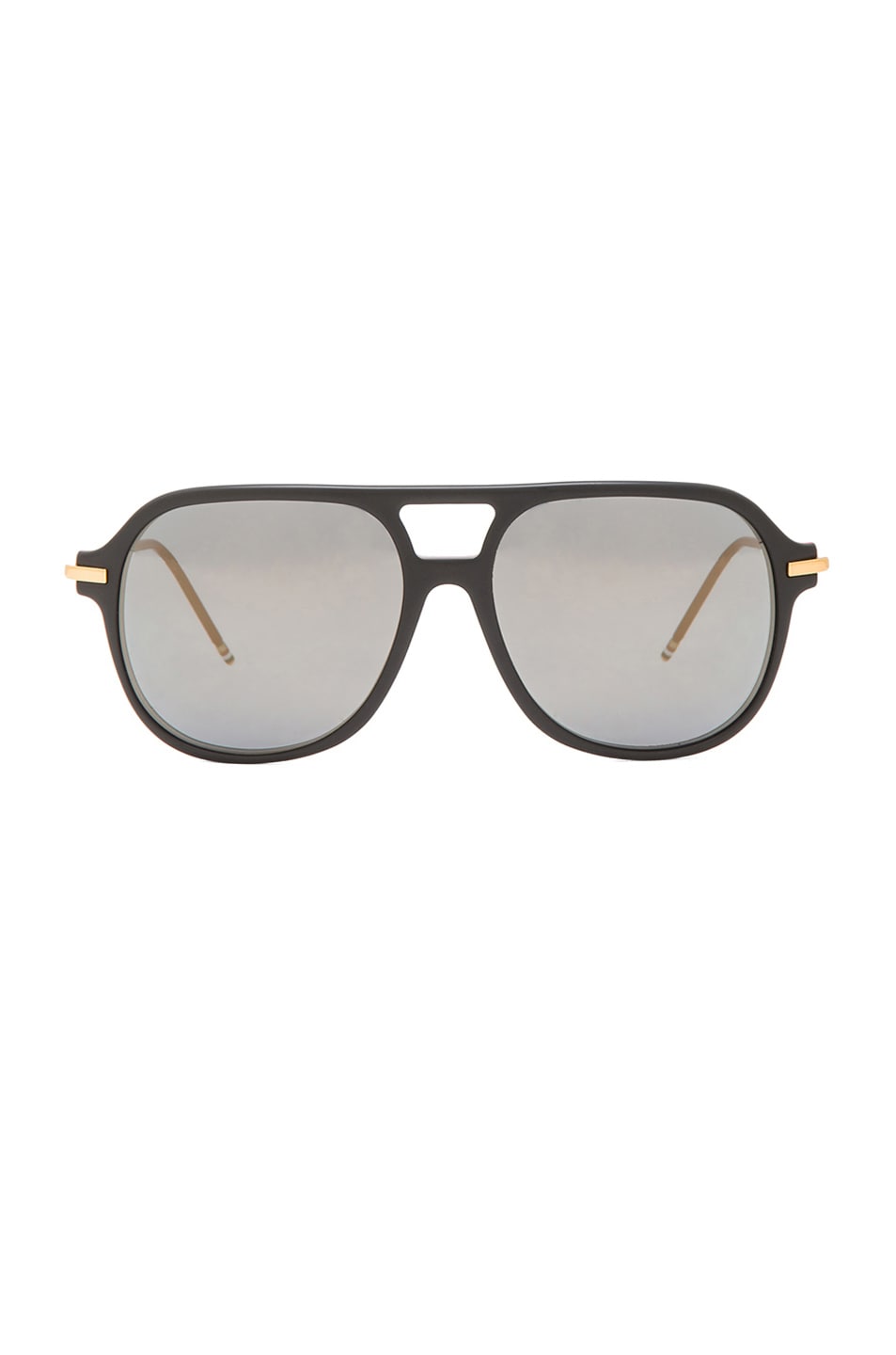 Image 1 of Thom Browne Square Frame Sunglasses in Matte Black & 18K Gold