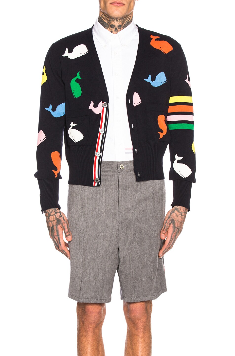 Image 1 of Thom Browne Whale Icon Cardigan in Navy