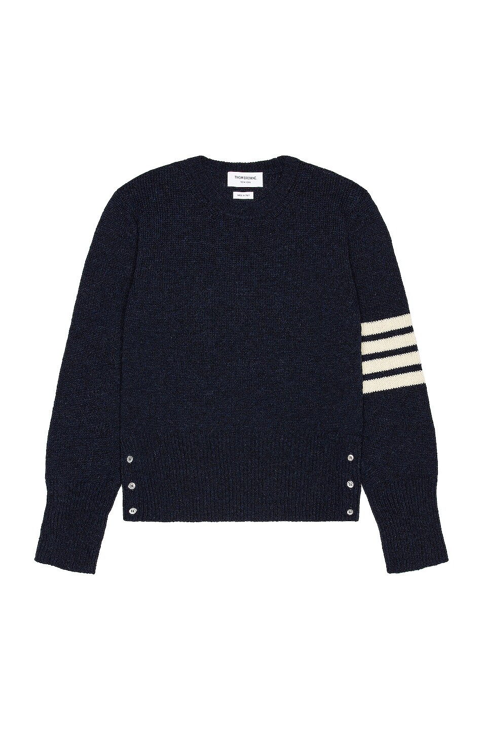 Image 1 of Thom Browne 4 Bar Crewneck Pullover in Navy