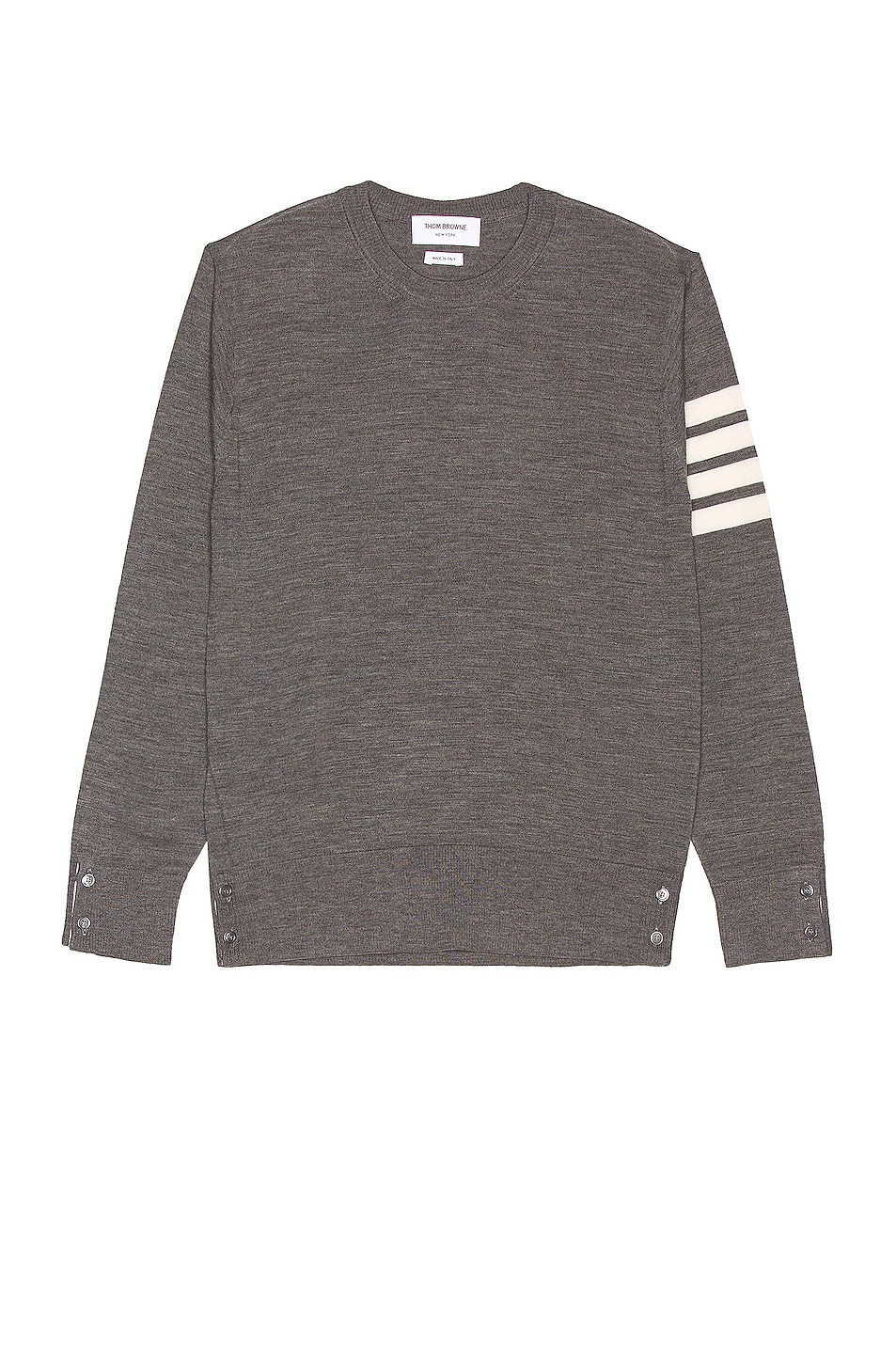 Image 1 of Thom Browne Sustainable Merino Classic Crew Sweater in Medium Grey