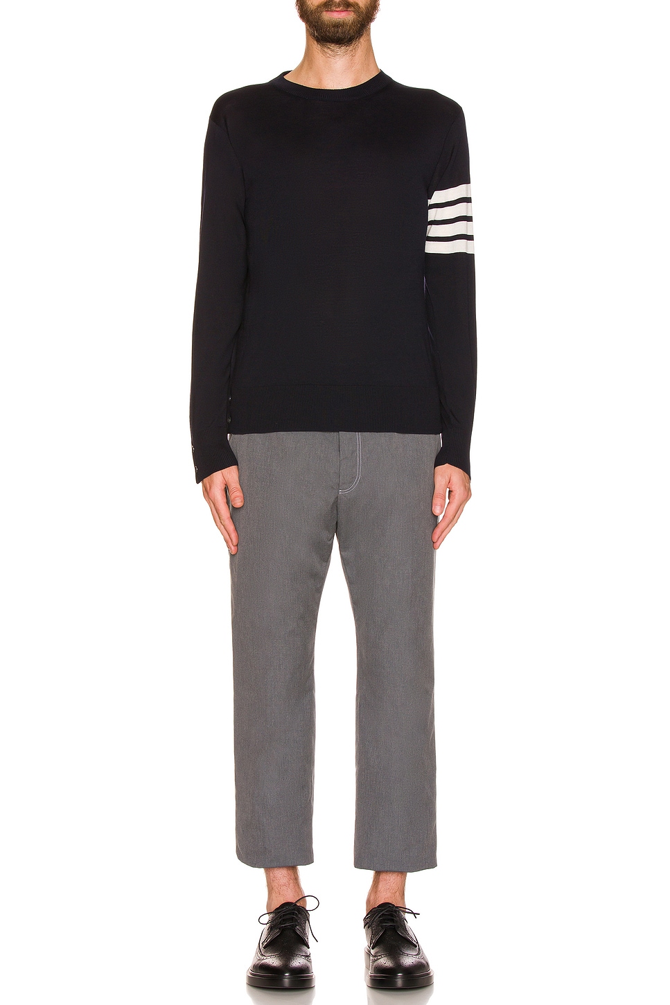 Image 1 of Thom Browne Sustainable Merino Classic Crew Sweater in Navy