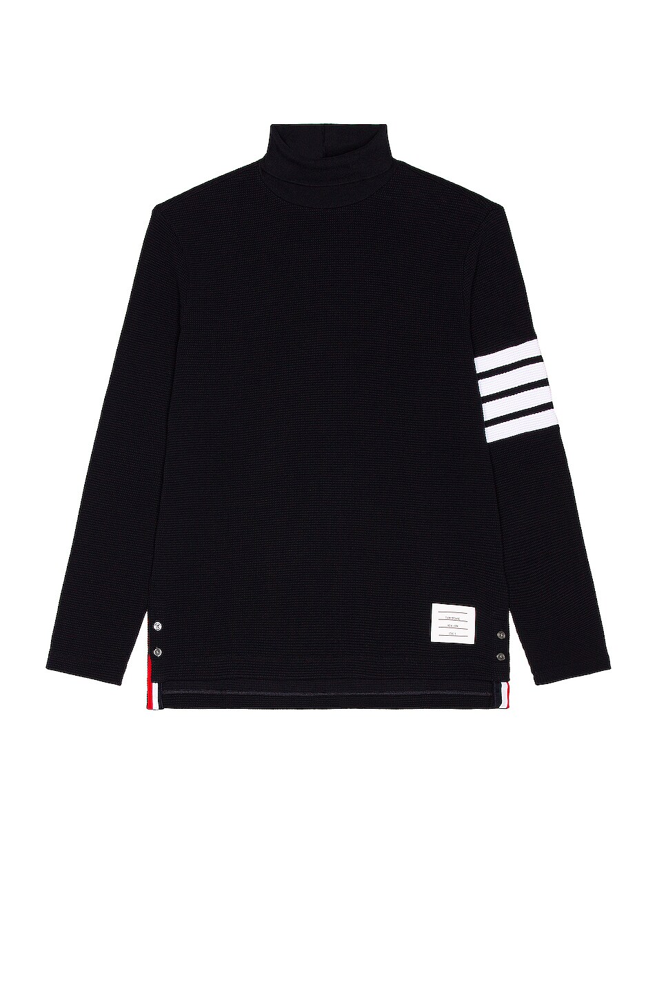 Image 1 of Thom Browne 4 Bar Compact Waffle Turtleneck in Navy