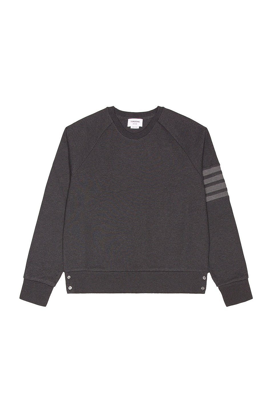 Image 1 of Thom Browne 4 Bar Waffle Crewneck Sweater in Charcoal