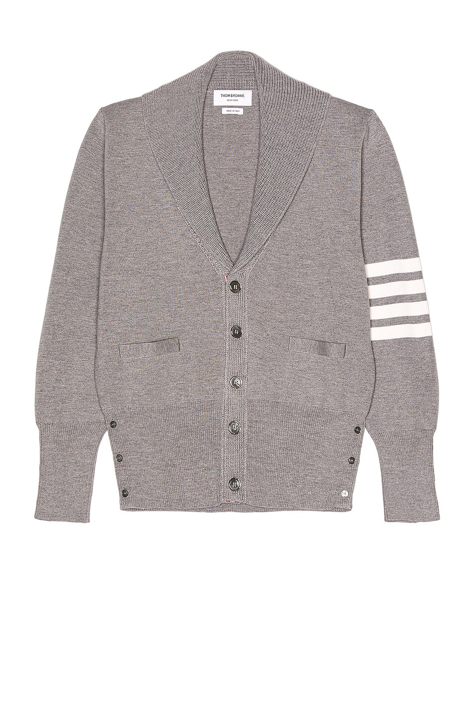 Image 1 of Thom Browne Milano Stitch Shawl Collar Cardigan in Light Grey