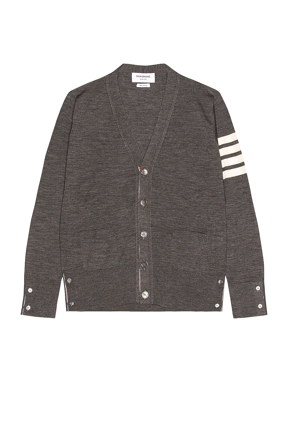 Image 1 of Thom Browne Sustainable Wool Cardigan in Med Grey