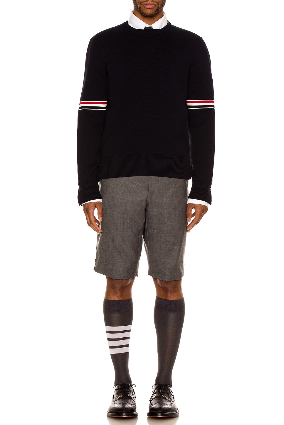 Image 1 of Thom Browne Milano Stitch Armband Cotton Sweater in Navy