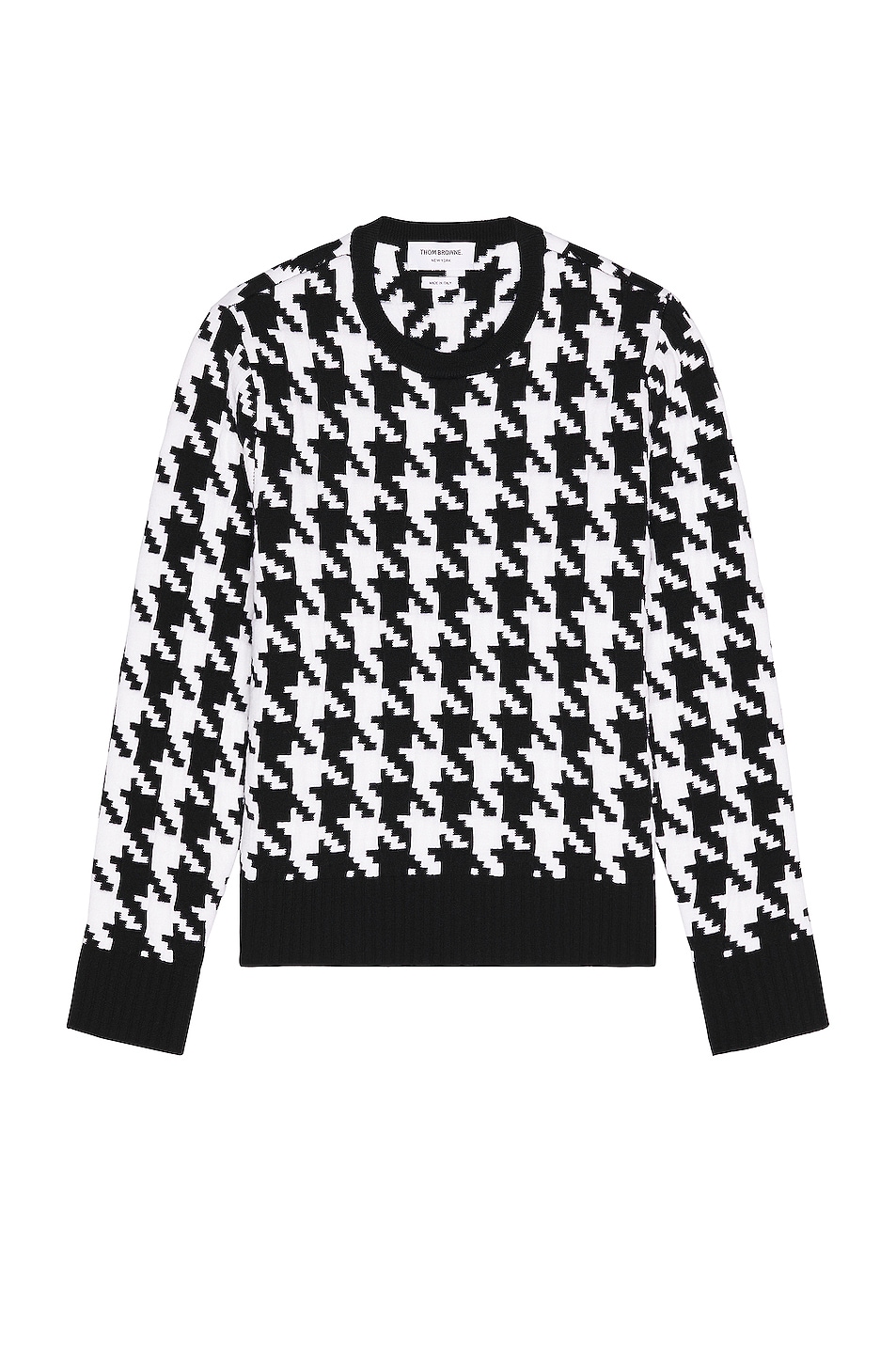 Image 1 of Thom Browne Wool Houndstooth Pullover in White & Black