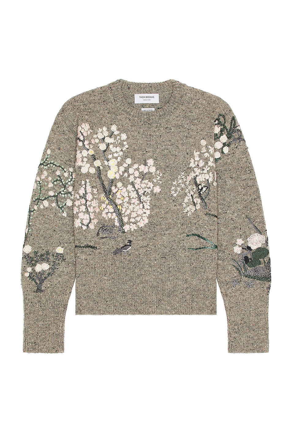 Image 1 of Thom Browne Silk Hand Embroidery Pullover in Light Grey