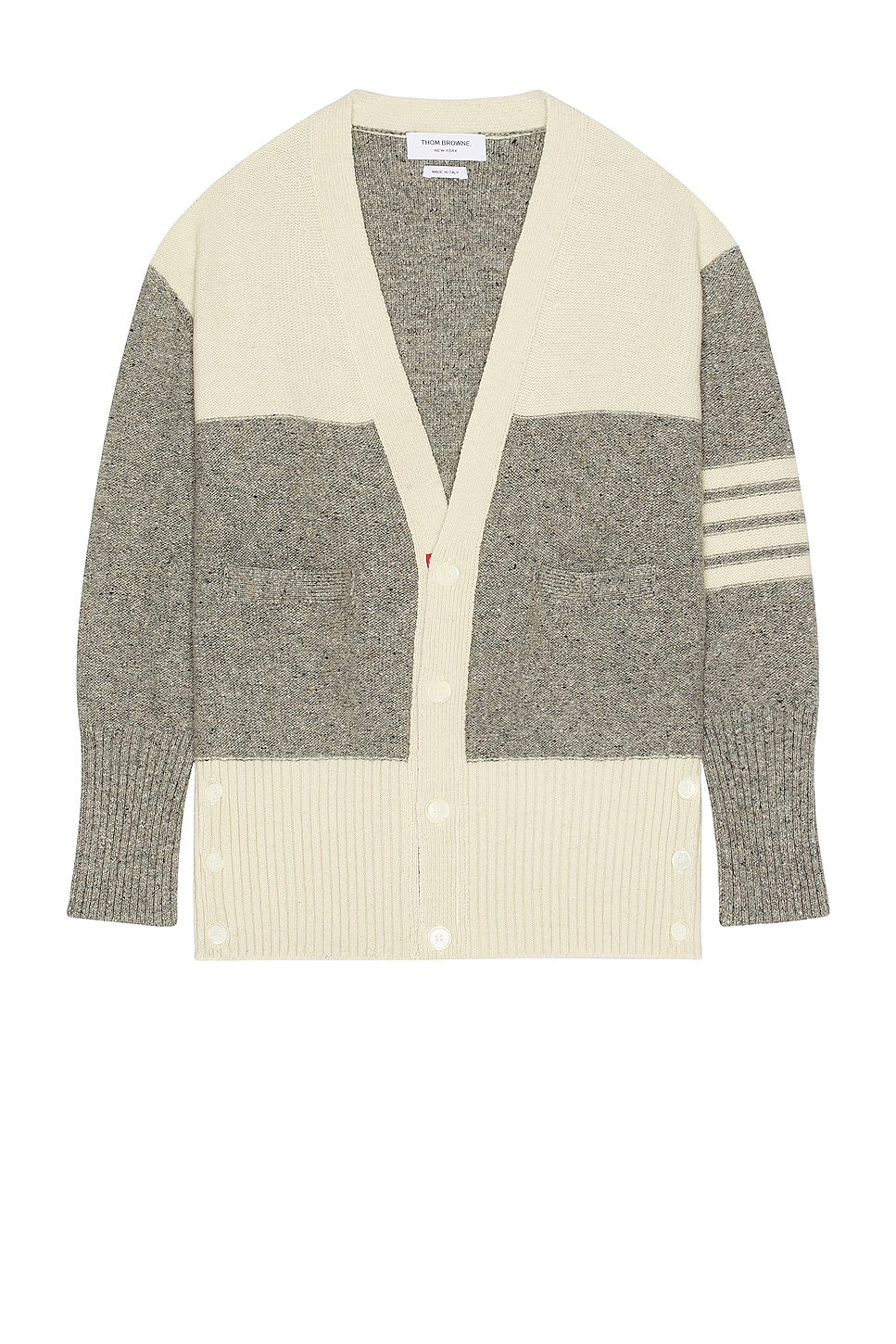 Image 1 of Thom Browne Reversed Jersey Oversized Cardigan in Light Grey