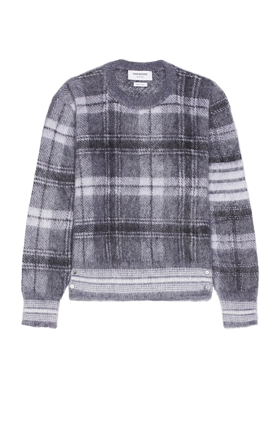 Image 1 of Thom Browne Tartan Check Jacquard Relaxed Fit Sweater in Medium Grey