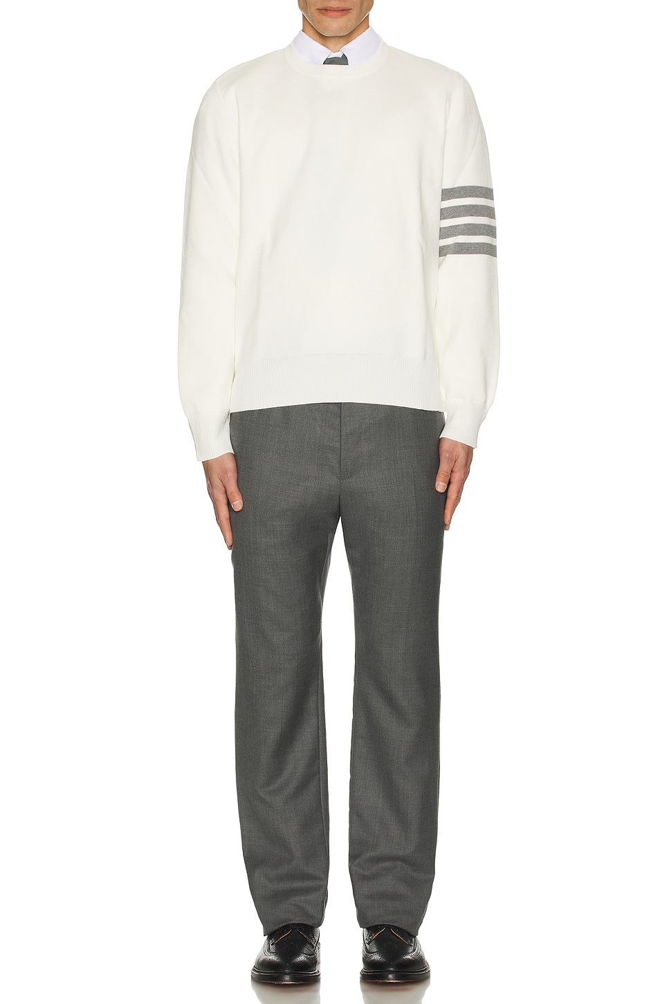 Image 1 of Thom Browne Milano Stitch Crew Neck Pullover in White