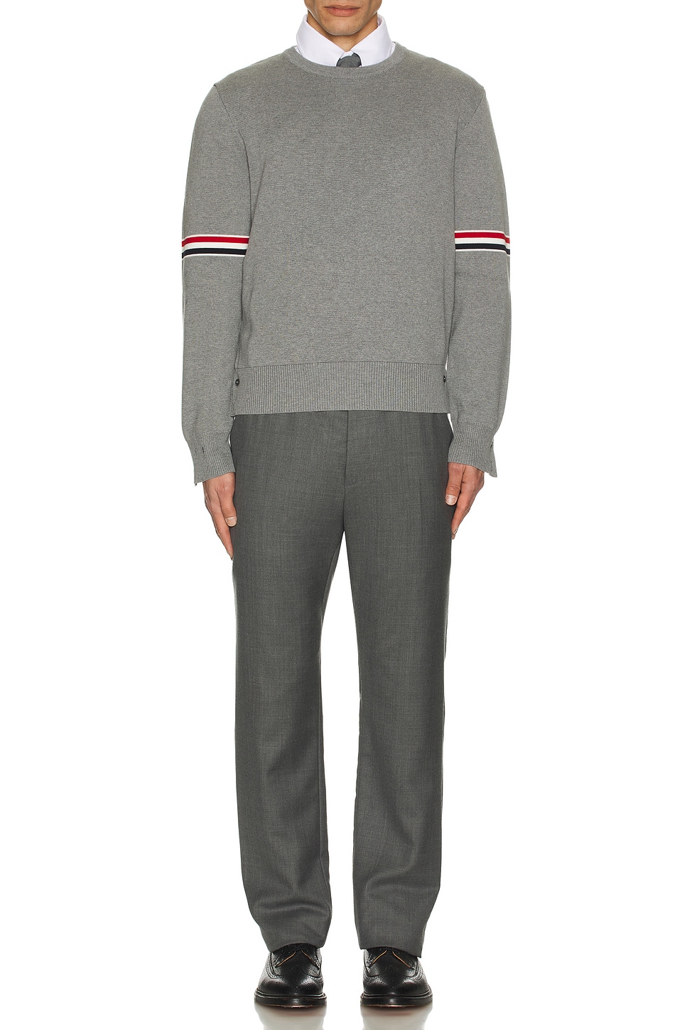 Image 1 of Thom Browne Milano Stitch Crew Neck Pullover in Light Grey in Lt Grey