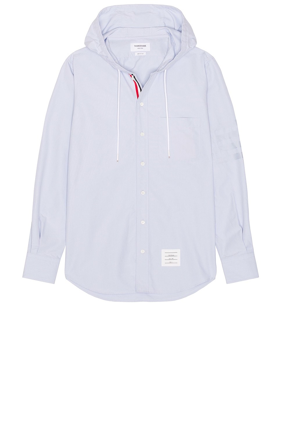 Image 1 of Thom Browne Hooded Straight Fit Long Sleeve Shirt in Light Blue