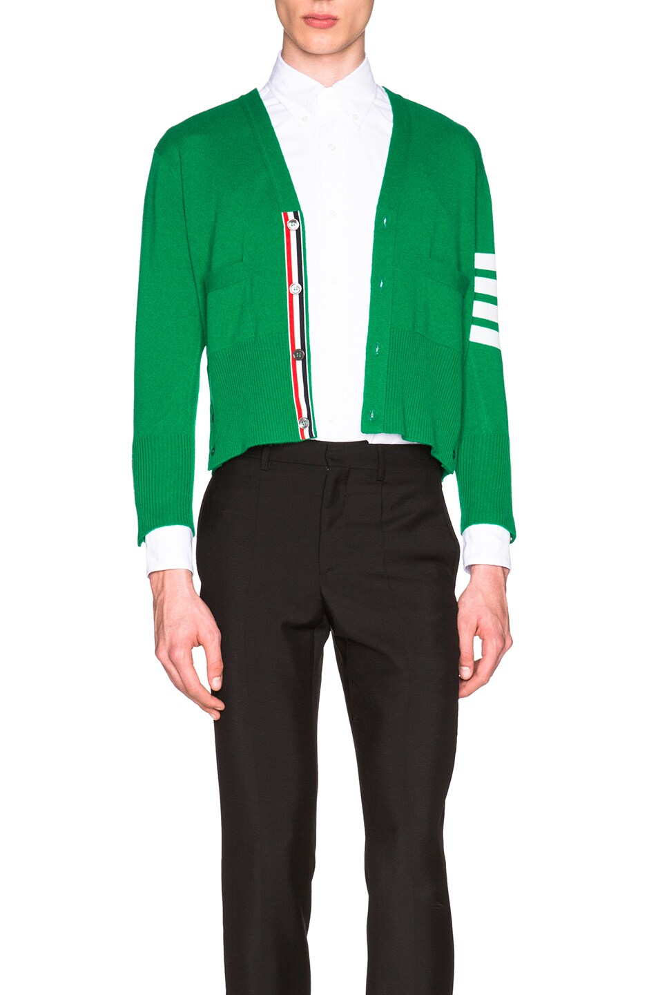 Image 1 of Thom Browne Classic Cashmere Cardigan in Green