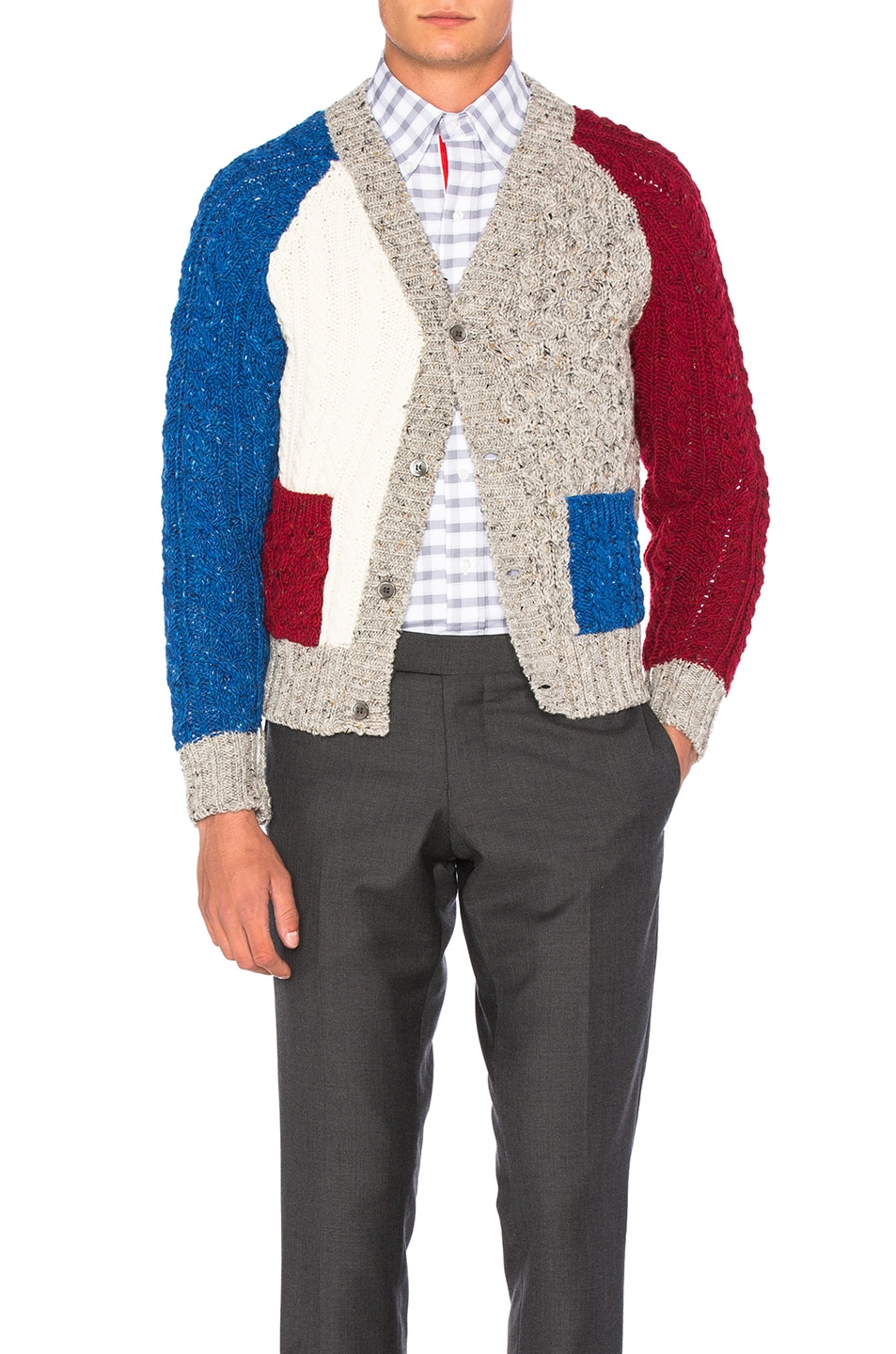 Image 1 of Thom Browne Cable Fun Mix Cardigan in White