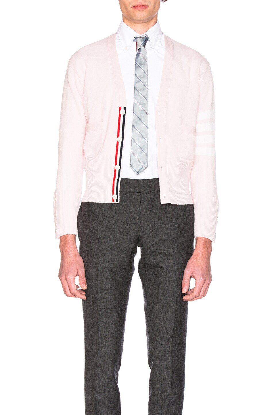 Image 1 of Thom Browne Classic Cashmere Cardigan in Light Pink