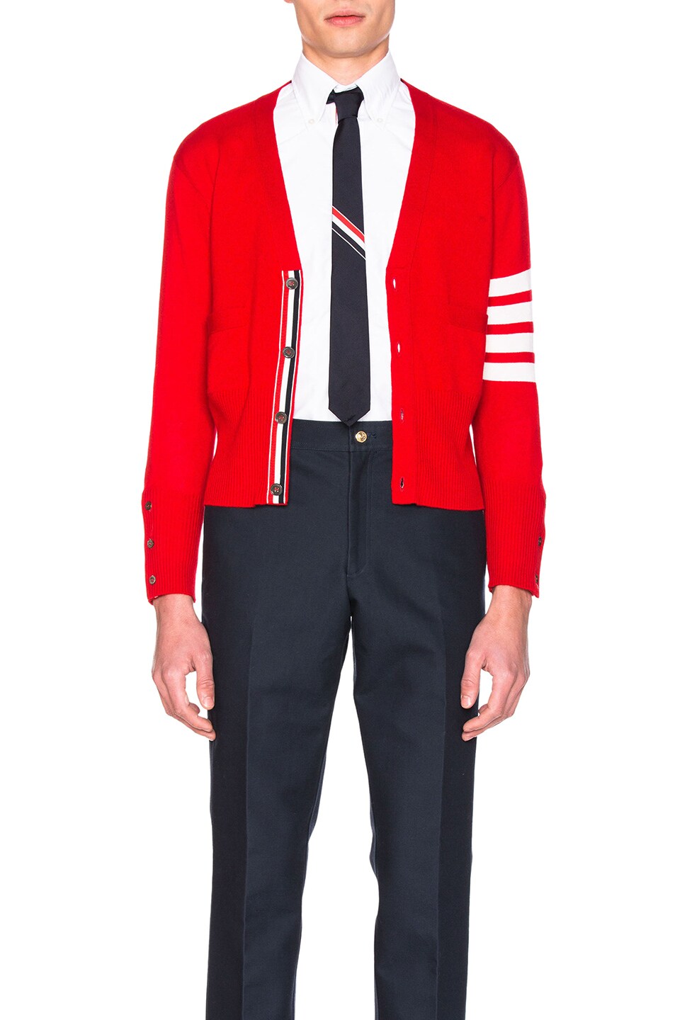 Image 1 of Thom Browne Classic Cashmere Cardigan in Red