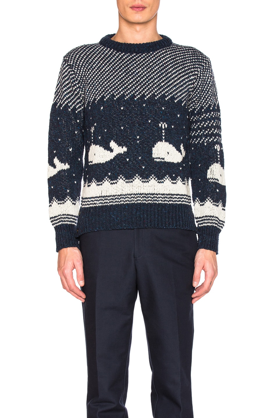 Image 1 of Thom Browne Whale Icon Jacquard Pullover Sweater in Navy