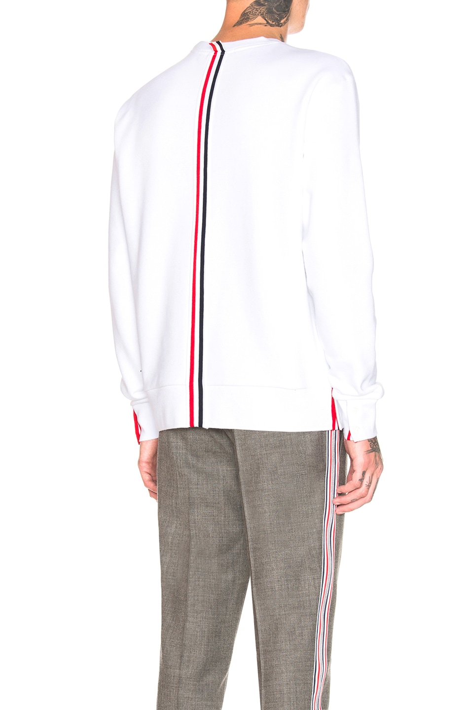 Image 1 of Thom Browne Back Stripe Crewneck Pullover in White