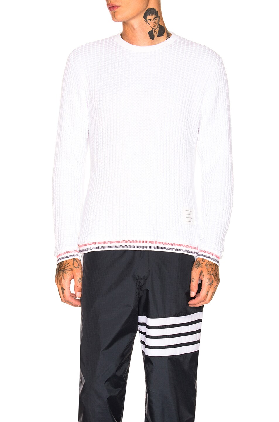 Image 1 of Thom Browne Chunky Crewneck Pullover in White