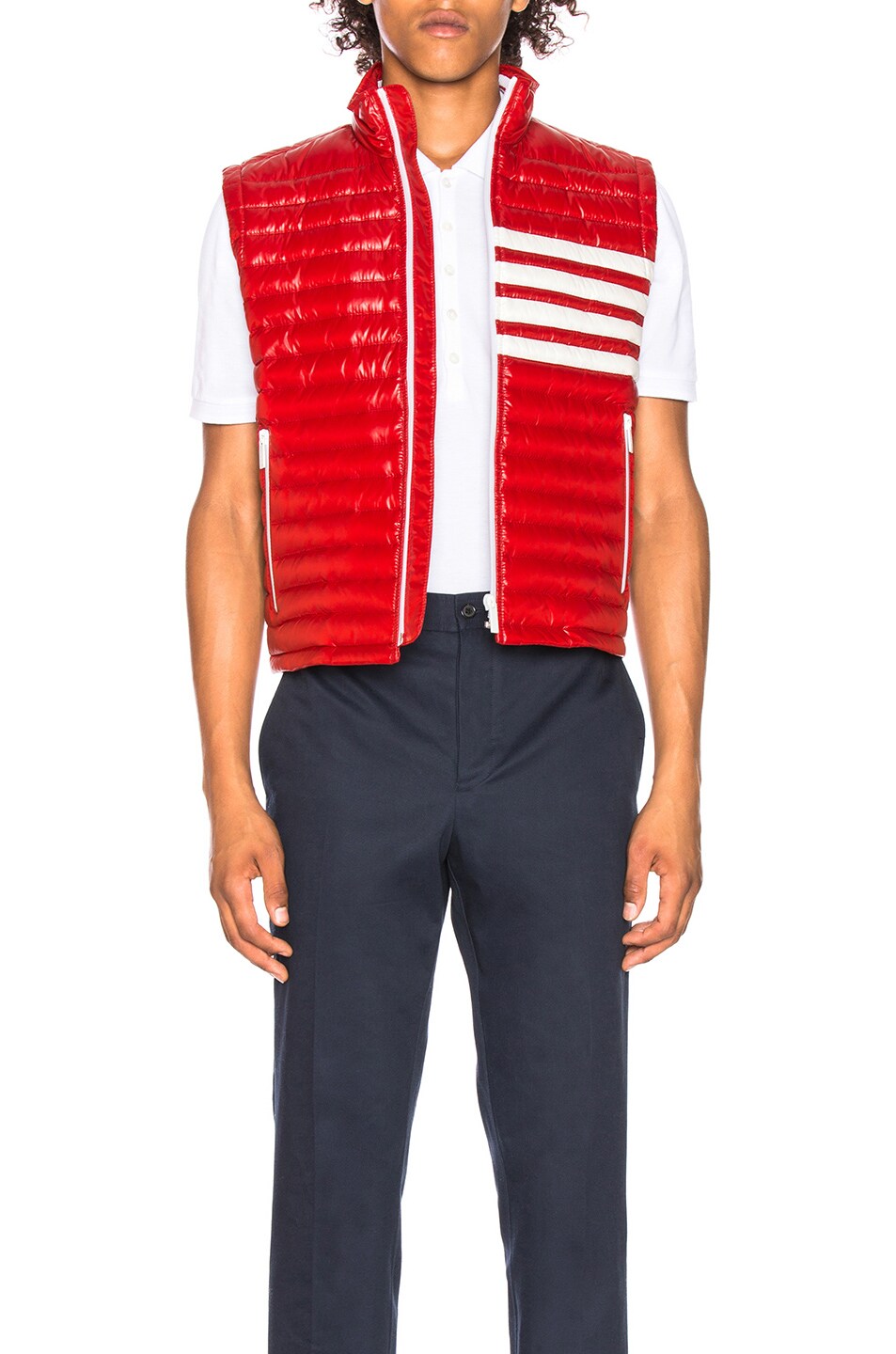 Image 1 of Thom Browne 4 Bar Stripe Downfill Quilted Vest in Red