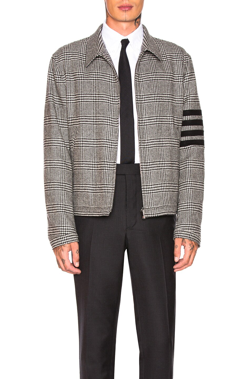 Image 1 of Thom Browne 4 Bar Stripe Golf Jacket in Black & White