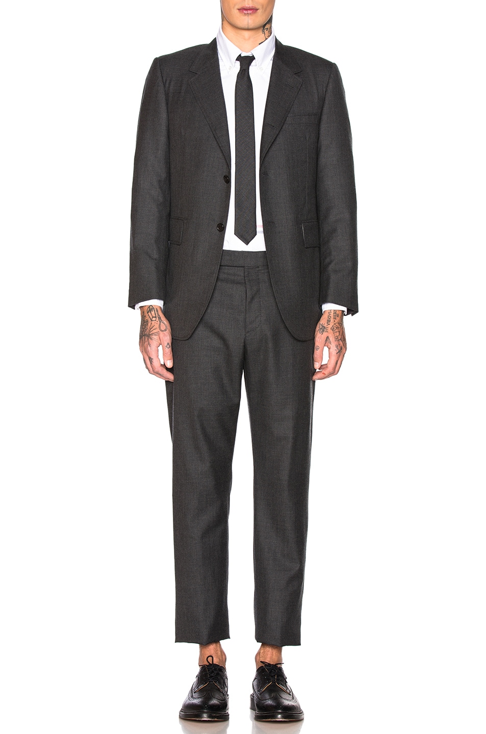 Image 1 of Thom Browne Wide Lapel Suit in Dark Grey