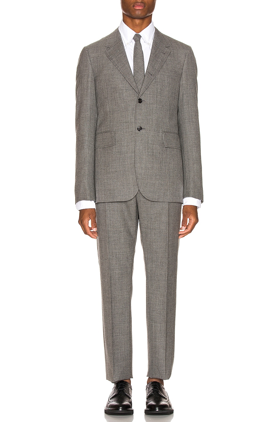 Image 1 of Thom Browne Wide Lapel Suit With Tie in Medium Grey