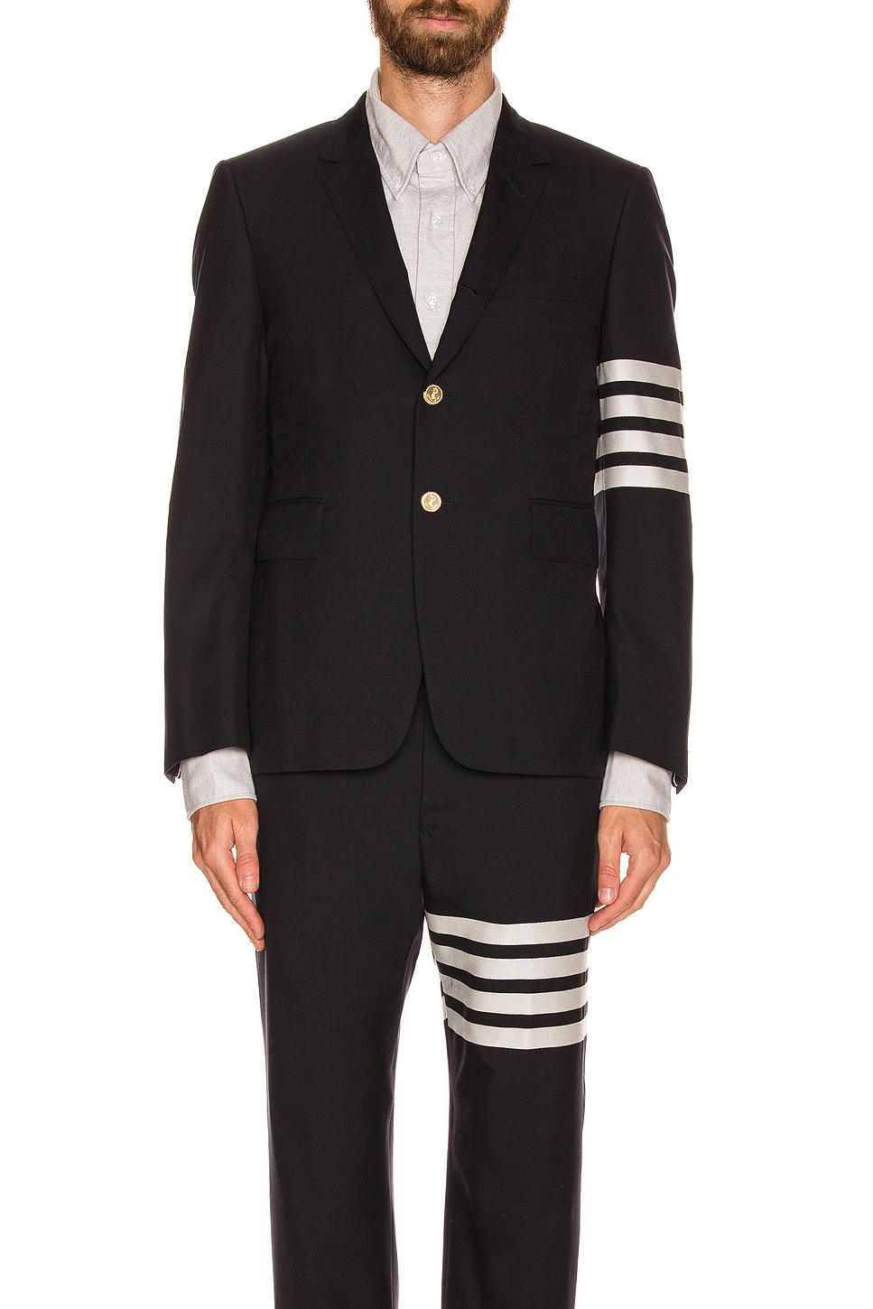 Thom Browne 4 Bar Engineered Suit Jacket in Navy | FWRD