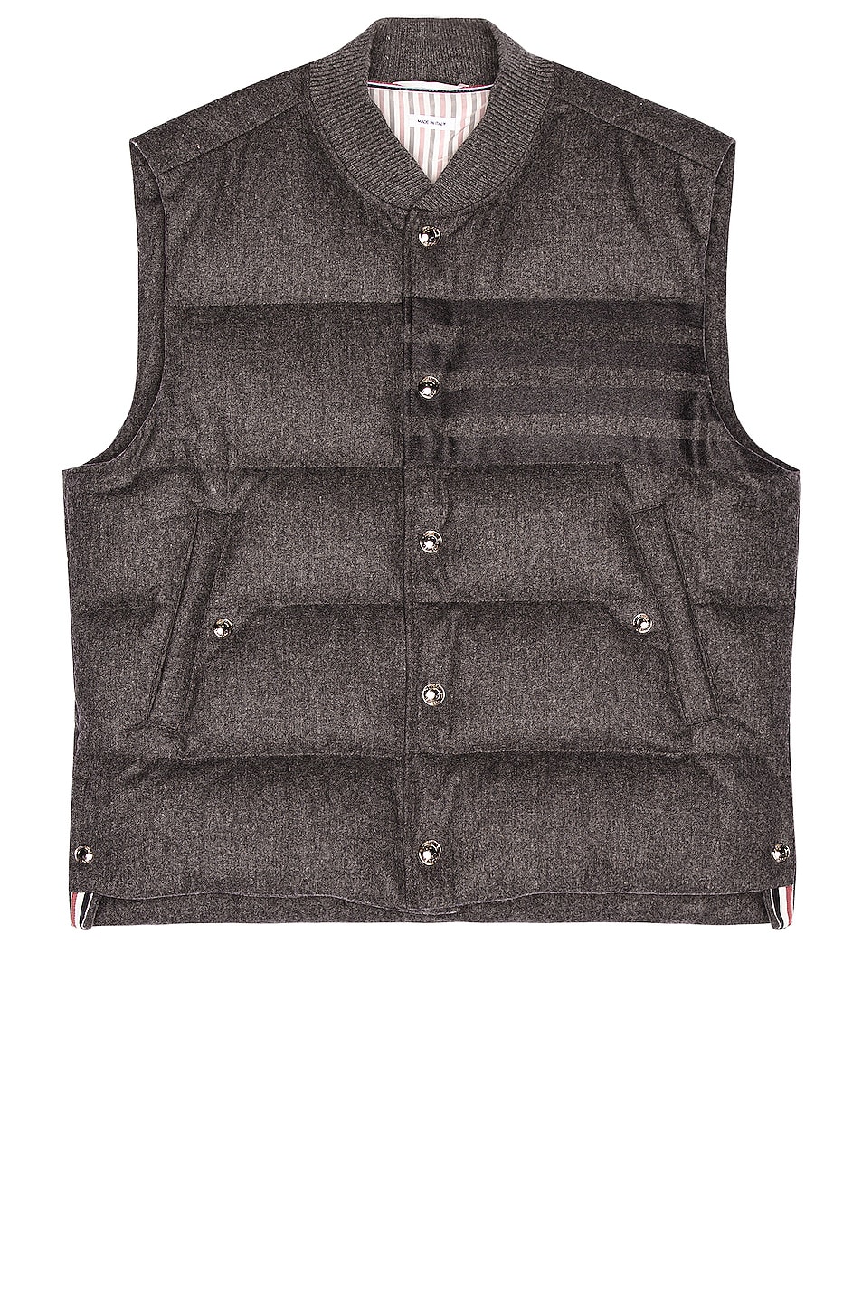 Image 1 of Thom Browne Down Filled 4 Bar Snap Vest in Medium Grey