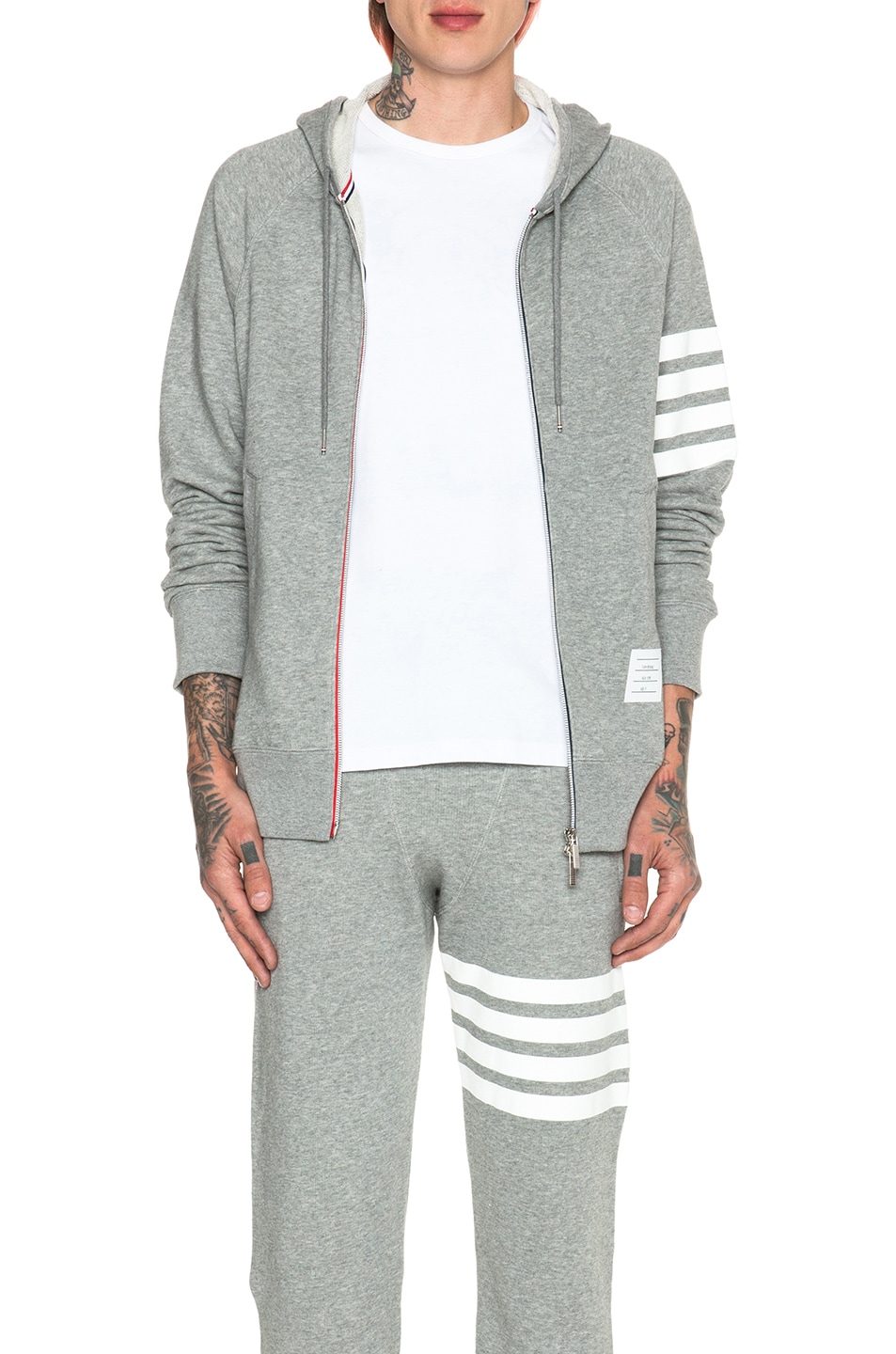 Image 1 of Thom Browne Raglan Cotton Full Zip Hoodie in Grey