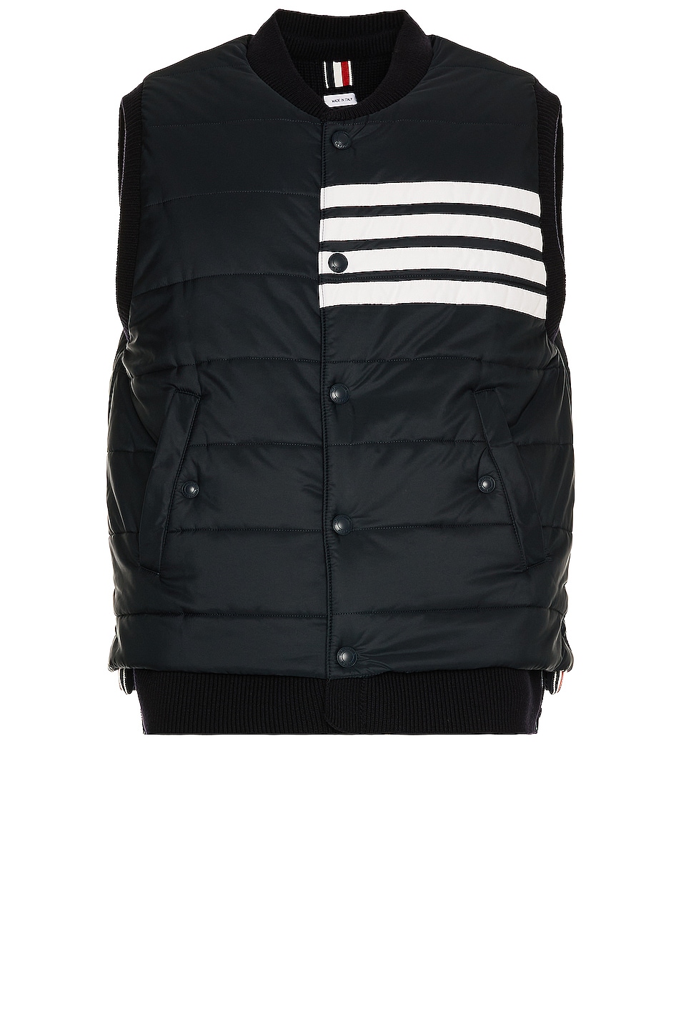 Image 1 of Thom Browne Reversible Tech Knit Hybrid Vest in Navy