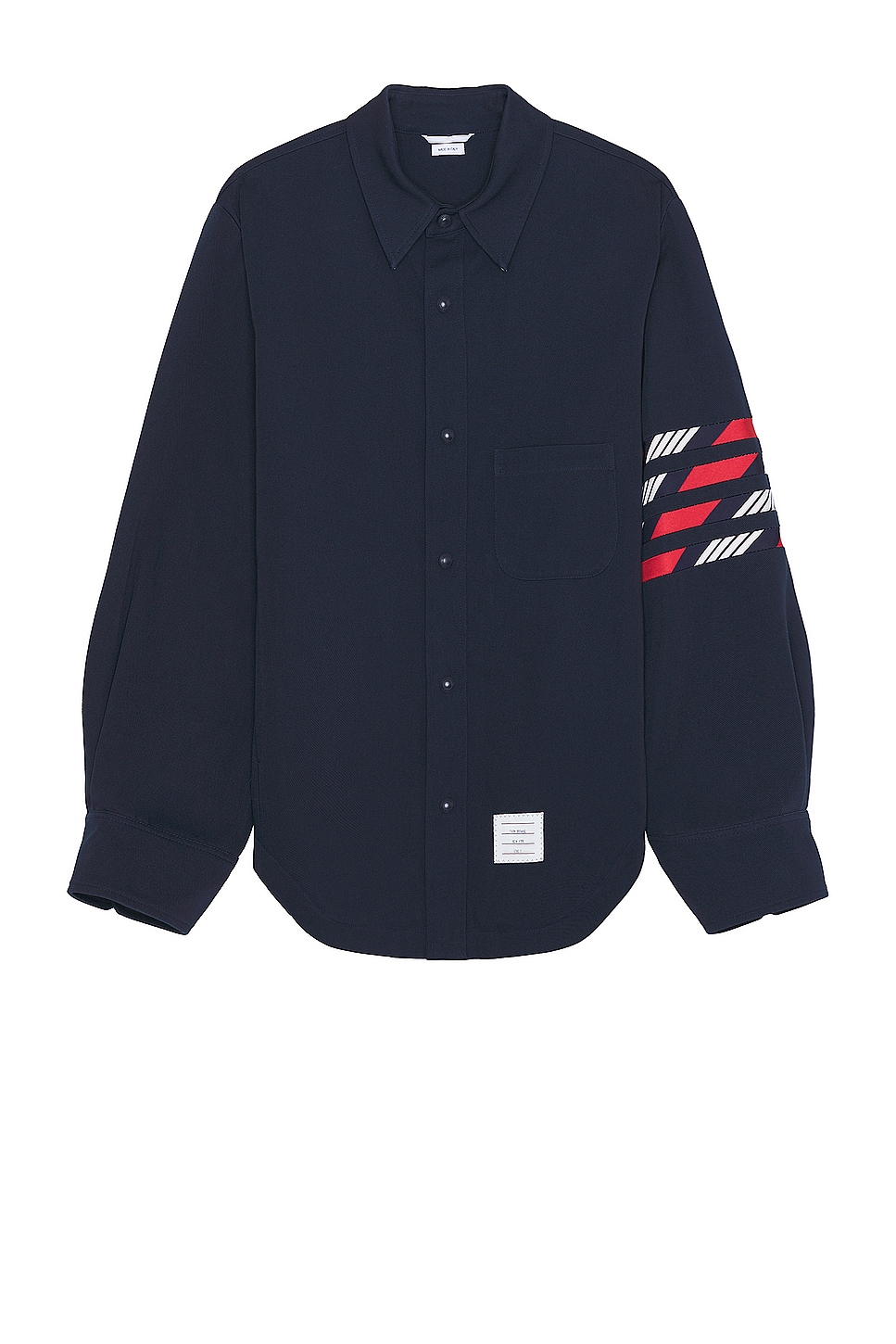 Image 1 of Thom Browne 4 Bar Snap Front Shirt Jacket in NAVY