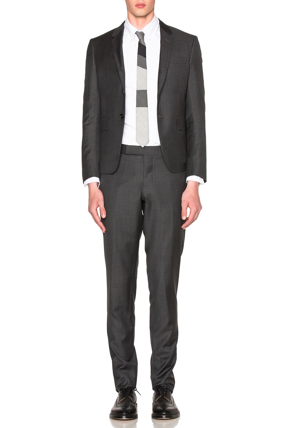 Image 1 of Thom Browne High Armhole Twill Suit in Dark Grey