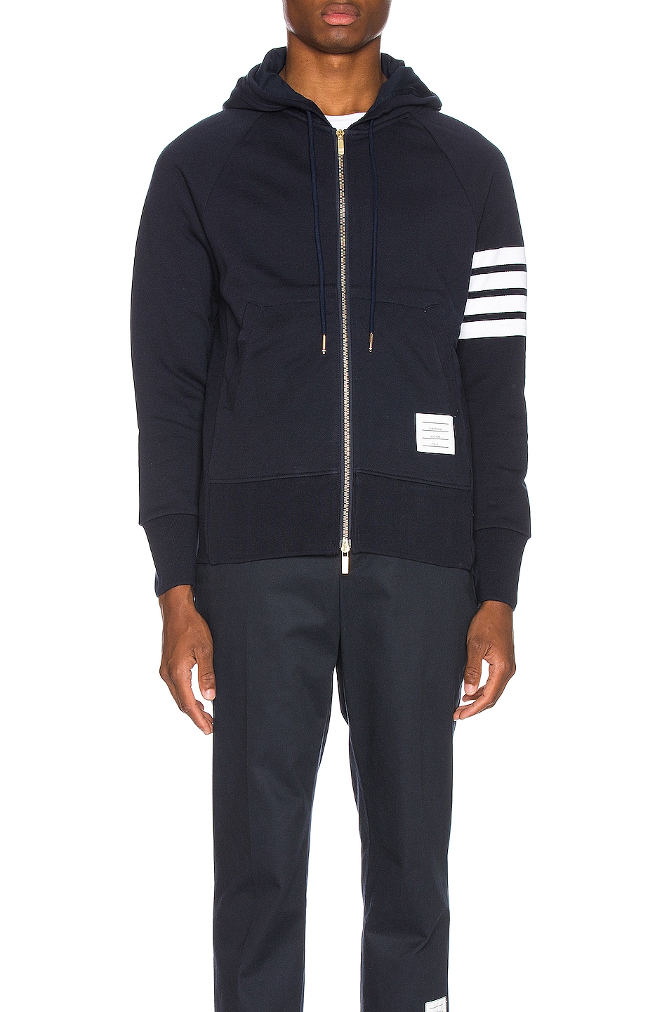 THOM BROWNE engineered 4-Bar Zip-Up Jersey Hoodie