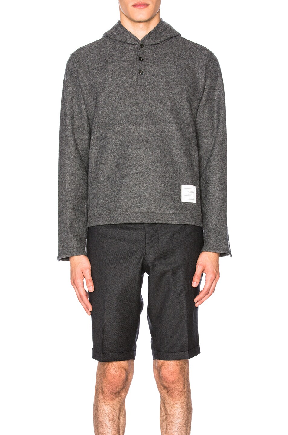 Image 1 of Thom Browne Wool Boucle Jersey Hoodie in Medium Grey