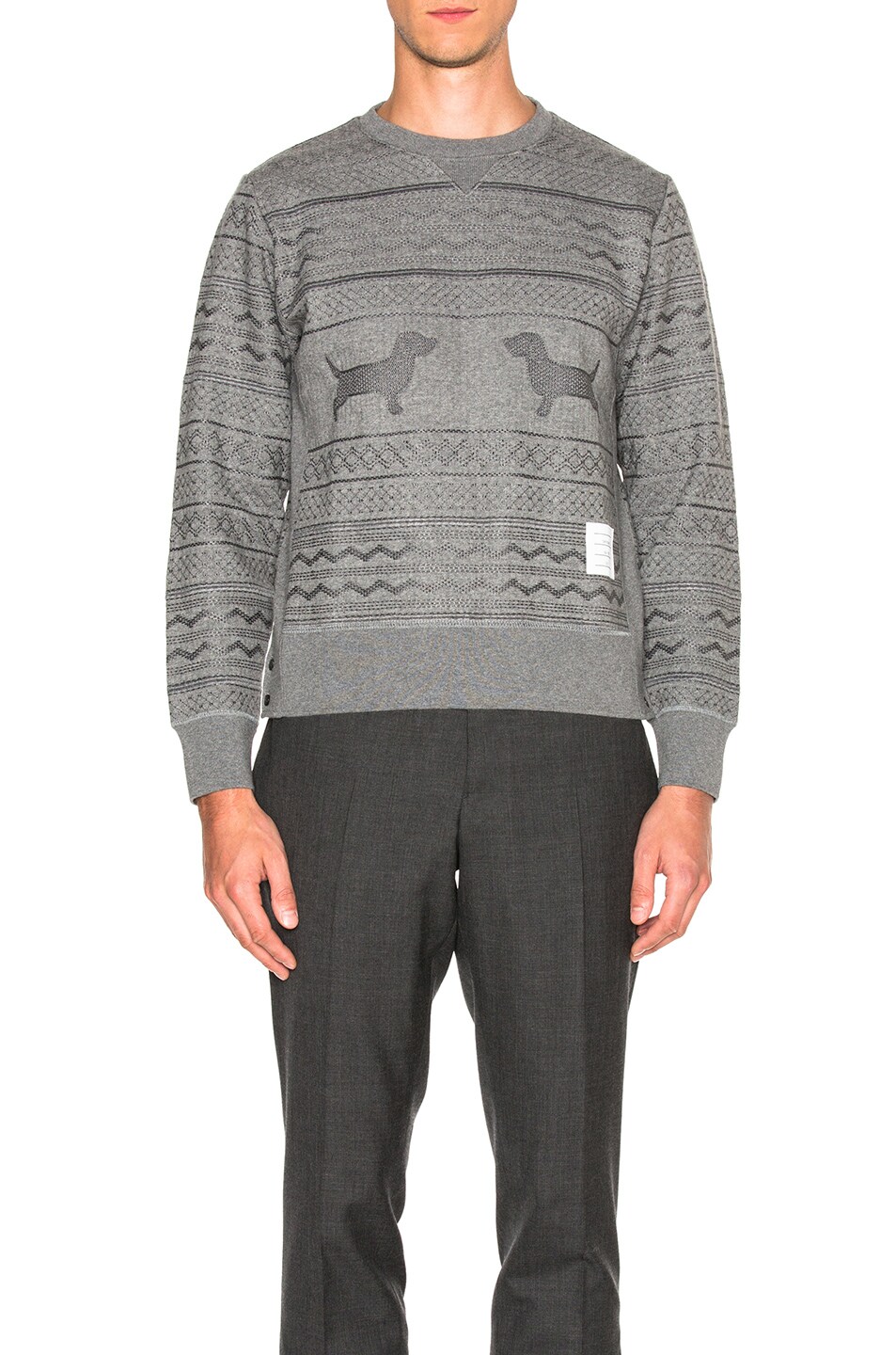 Image 1 of Thom Browne Hector Smocking Print Sweatshirt in Medium Grey