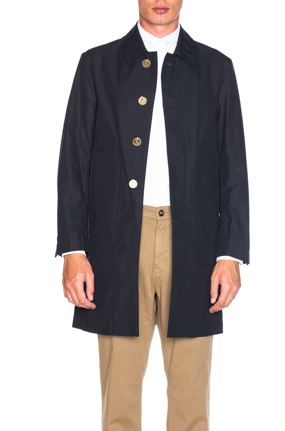 Image 1 of Thom Browne Classic Packable Waxed Cotton Jacket in Navy