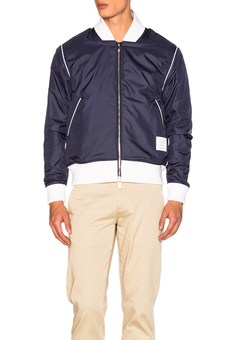 Image 1 of Thom Browne Double Sided Bomber Jacket in Navy