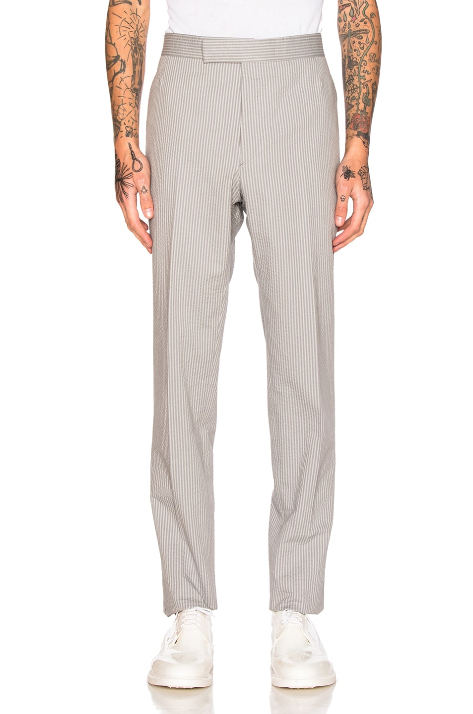 Image 1 of Thom Browne Classic Backstrap Trousers in Medium Gray