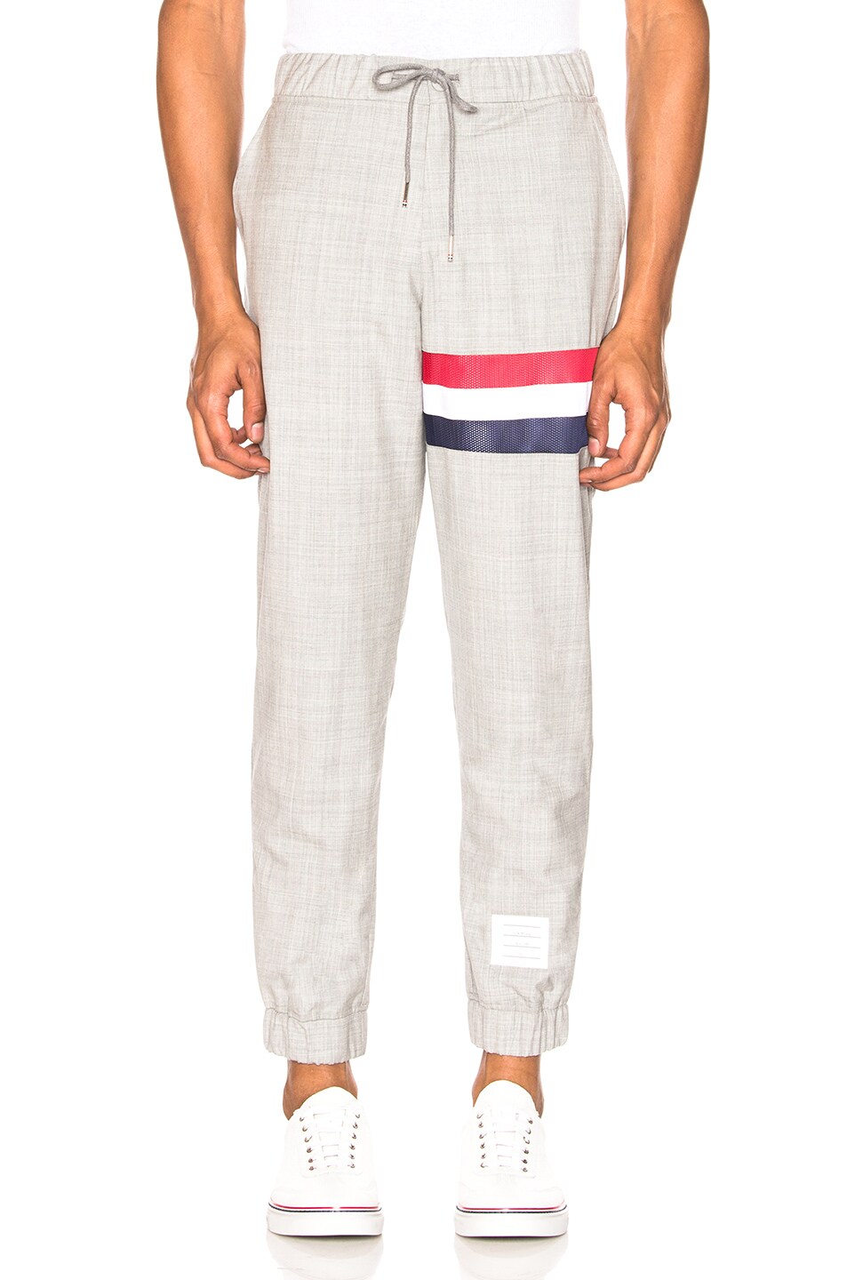 Image 1 of Thom Browne Striped Wool Sweatpants in Light Grey