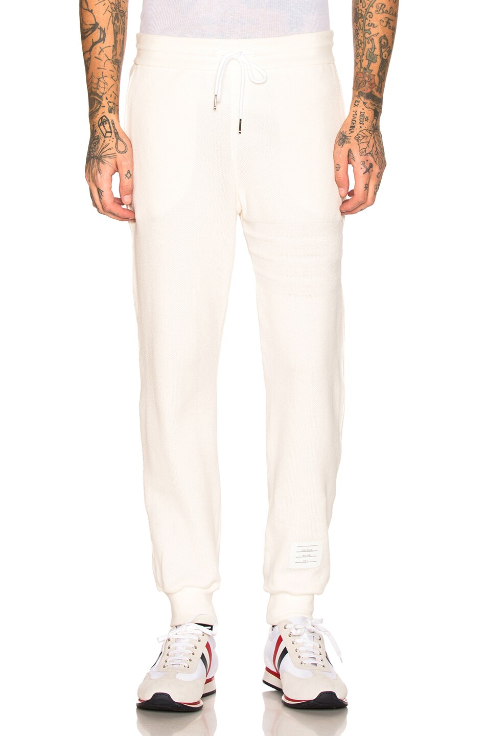 Image 1 of Thom Browne Honeycomb Pique Sweatpants in White