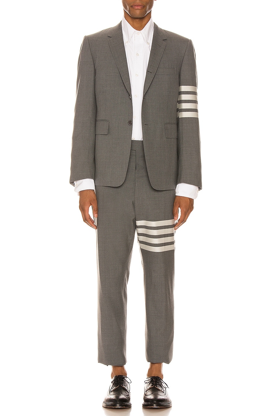 Image 1 of Thom Browne 4 Bar Backstrap Trouser Cropped  in Medium Grey